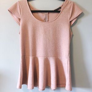 QED LONDON | Pink Peplum Top